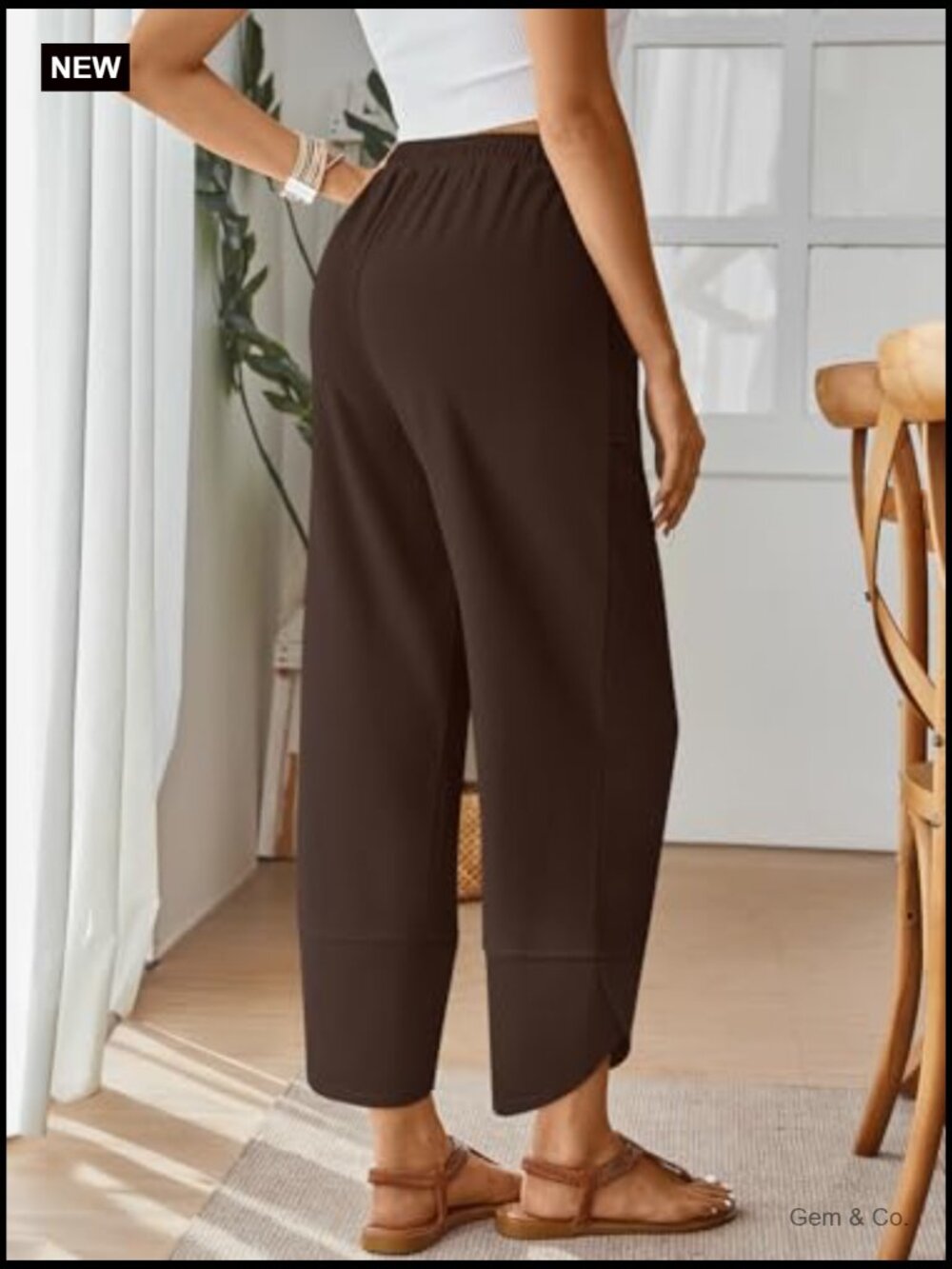 Wide Leg Pants, Soft Cotton Blend with Pockets for Casual Summer - Picture 3 of 7